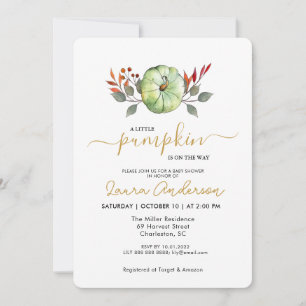 Invitación Un pequeño Baby Shower de calabaza cae