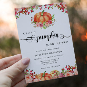 Invitación Un pequeño Baby Shower de calabaza cae Género Ne