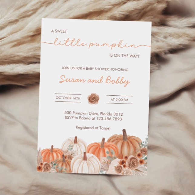 Invitación Un pequeño Baby Shower de calabaza cae | Género Ne (Subido por el creador)