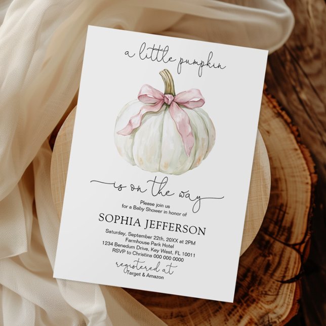 Invitación Un pequeño Baby Shower de calabaza rosa (Subido por el creador)