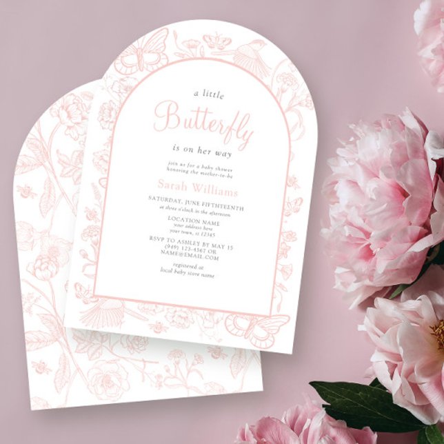 Invitación Un pequeño Baby Shower de Chica rosa de mariposa (Subido por el creador)