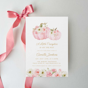 Invitación Un pequeño Baby Shower de Chica rosado de calabaza