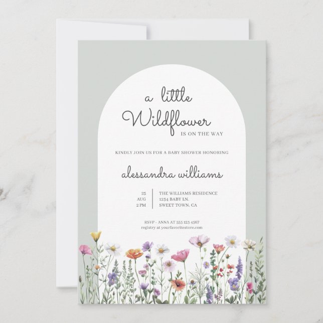 Invitación Un pequeño Baby Shower de flores silvestres (Anverso)