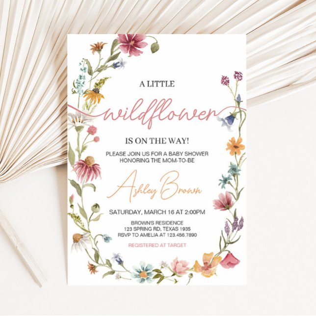 Invitación Un pequeño Baby Shower de flores silvestres (Wildflower is on the way Baby Shower Invitation)