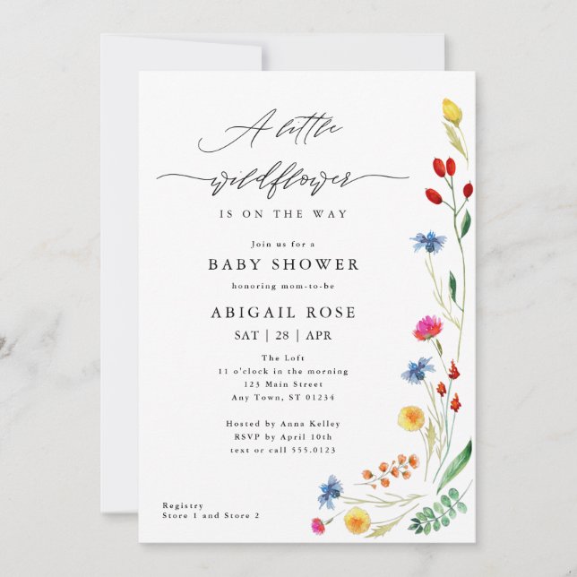 Invitación Un pequeño Baby Shower de flores silvestres, flor  (Anverso)