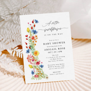 Invitación Un pequeño Baby Shower de flores silvestres, flor