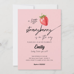 Invitación Un pequeño Baby Shower de fresa