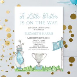 Invitación Un pequeño Baby Shower de golf azul Putter