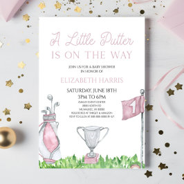 Invitación Un pequeño Baby Shower de golf rosa Putter