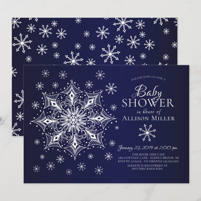 Invitación Un pequeño Baby Shower de invierno con copas de ni (Anverso / Reverso)