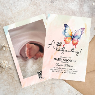 Invitación Un pequeño Baby Shower de mariposa pintoresca