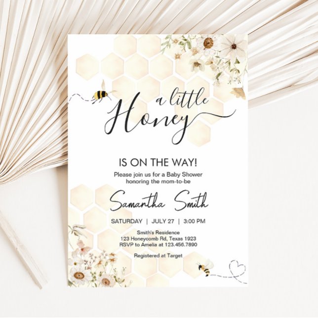Invitación Un pequeño Baby Shower de miel (As Sweet as can Bee Baby Shower Invitation)