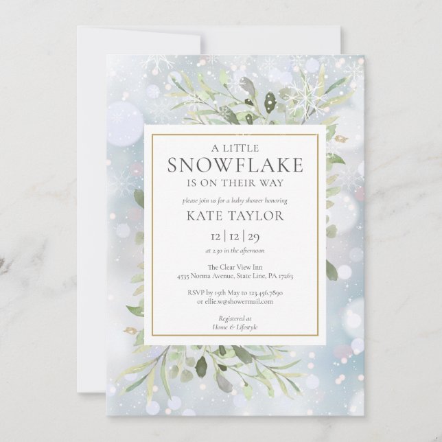 Invitación Un pequeño Baby Shower de nieve en invierno (Anverso)