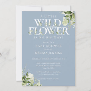 Invitación Un pequeño baby shower de niño de flor silvestre v