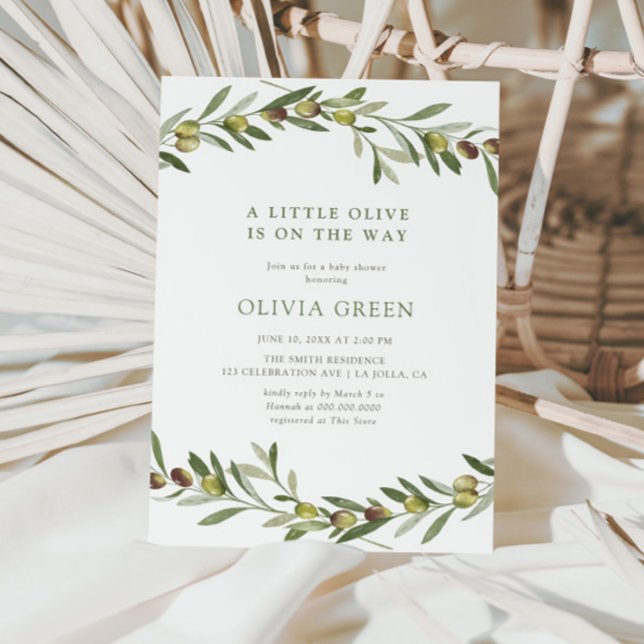 Invitación Un pequeño Baby Shower de oliva (Subido por el creador)