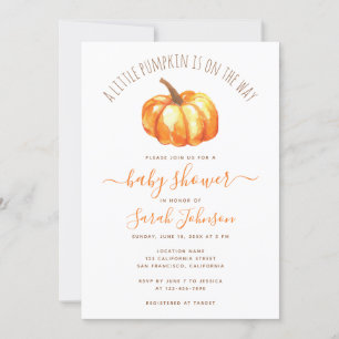 Invitación Un pequeño baby shower de otoño con calabaza acuar