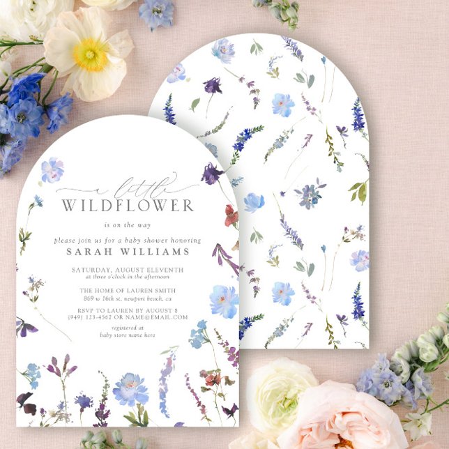 Invitación Un pequeño Baby Shower de verano con flores azules (Subido por el creador)