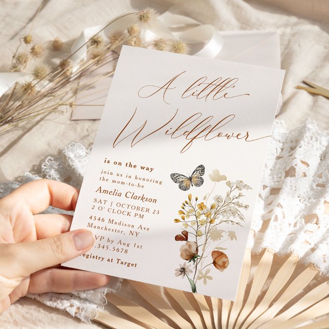 Invitación Un pequeño Baby Shower elegante con flores silvest (Subido por el creador)