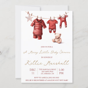 Invitación Un Pequeño Baby Shower Feliz, Clothesline Infantil