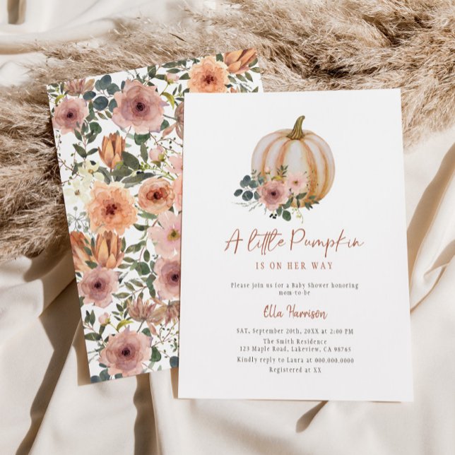 Invitación Un pequeño Baby Shower floral de calabaza (Subido por el creador)