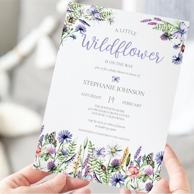 Invitación Un pequeño Baby Shower floral de lavanda (Subido por el creador)
