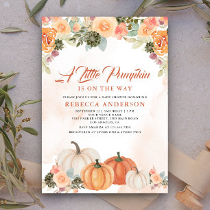 Invitación Un pequeño Baby Shower floral de un Naranja ruso d