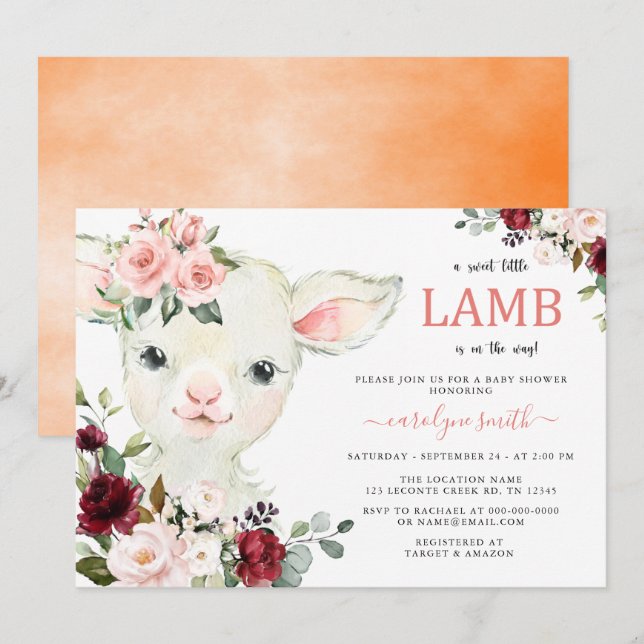 Invitación Un pequeño Baby Shower floral de vegetación de cor (Anverso / Reverso)