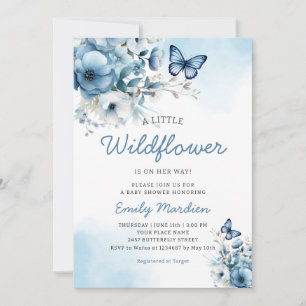 Invitación Un pequeño Baby Shower florido con acuarela de flo