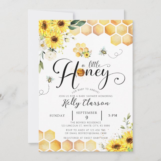 Invitación Un pequeño Baby Shower girasol (Anverso)