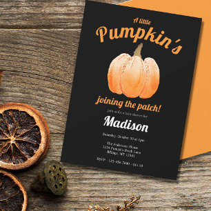 Invitación Un pequeño Baby Shower negro Naranja de calabaza