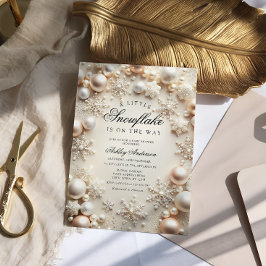 Invitación Un pequeño Baby Shower neutral con copo de nieve