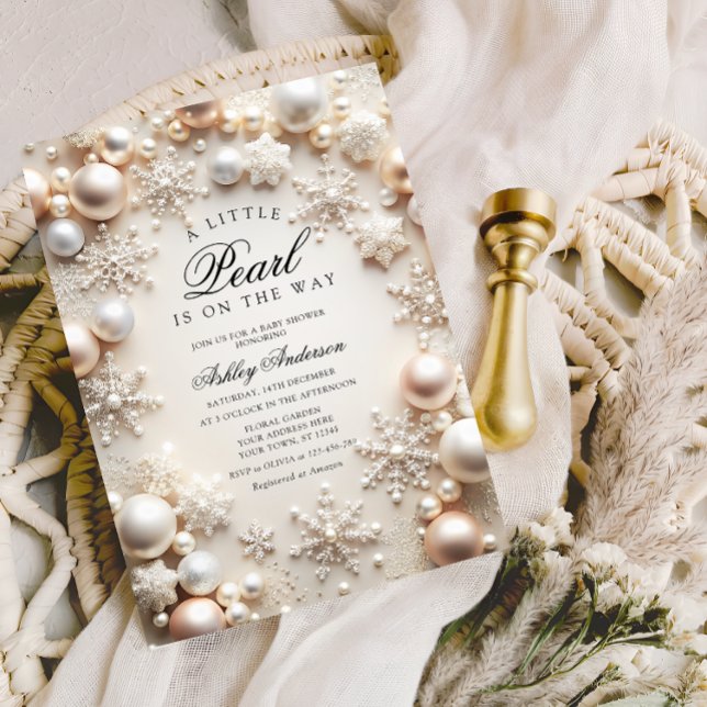 Invitación Un pequeño Baby Shower neutral de Pearl (Subido por el creador)