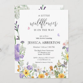 Invitación Un pequeño Baby Shower neutro rosa azul flor silve