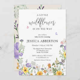 Invitación Un pequeño Baby Shower neutro rosa azul flor silve