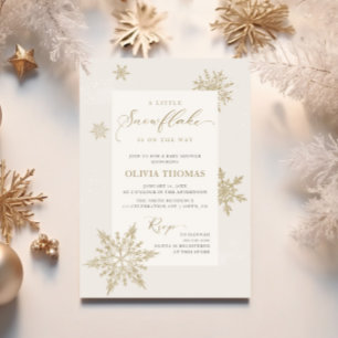 Invitación Un pequeño Baby Shower neutro suave con copo de ni