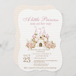 Invitación Un pequeño Baby Shower Princesa Castillo de Oro Ro