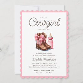 Invitación Un pequeño Baby Shower rosado de rodeo occidental 