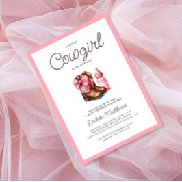 Invitación Un pequeño Baby Shower rosado de rodeo occidental 