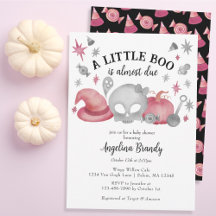 Un pequeño Baby Shower rosado y gris de Halloween