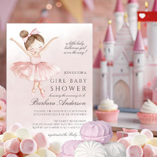 Invitación Un pequeño Ballerina Watercolor Chica Baby Shower