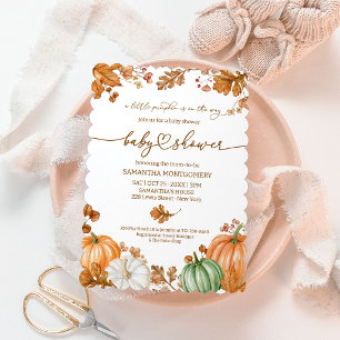 Invitación Un pequeño bebé calabacín de otoño Shower Hojas de
