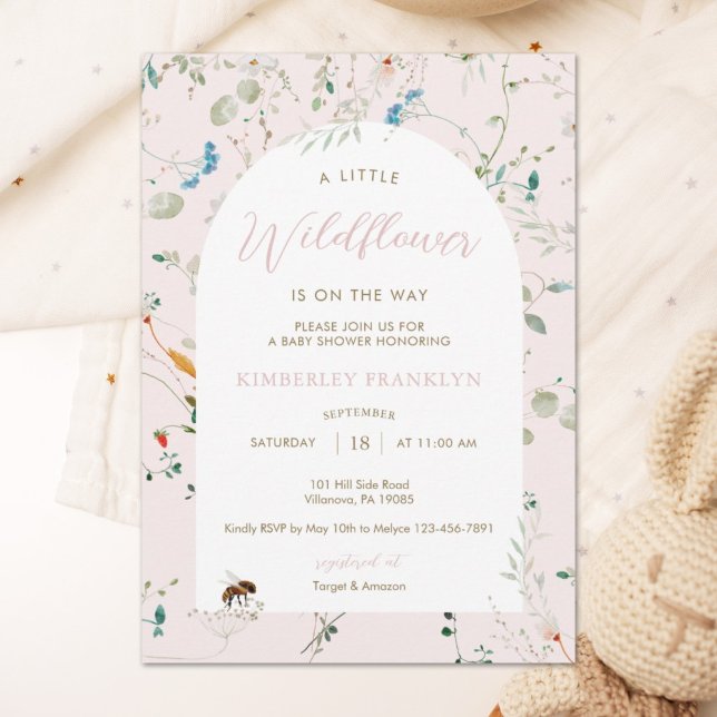 Invitación Un pequeño bebé de flores silvestres Chica Baby Sh (Subido por el creador)