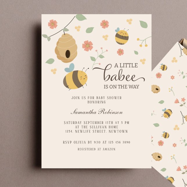 Invitación Un pequeño bebé está en camino, bee baby ducha (Invitation)