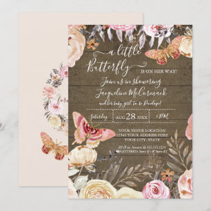 Invitación Un pequeño bebé floral de color de agua rústico de
