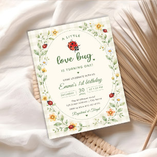 Invitación Un pequeño bicho de amor Mariquita 1er Cumpleaños