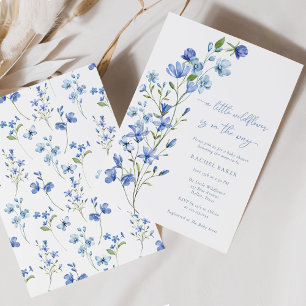 Invitación Un pequeño Boho de Flores Silvestres Dusty Blue Ba
