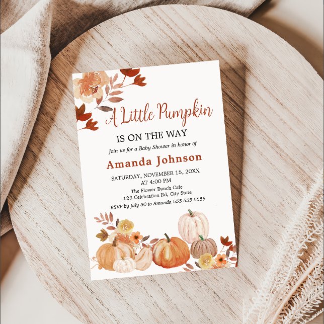 Invitación Un pequeño Boho floral de calabaza cae en Baby Sho (Subido por el creador)