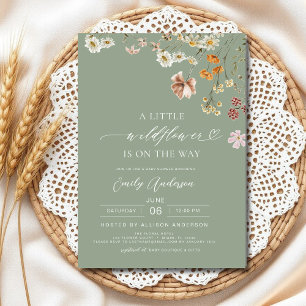 Invitación Un pequeño Boho Sage Green Baby Shower