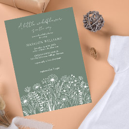 Invitación Un pequeño Boho Sage Green Baby Shower