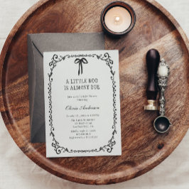 Invitación Un pequeño Boo Black Bow Frame Halloween Baby Show